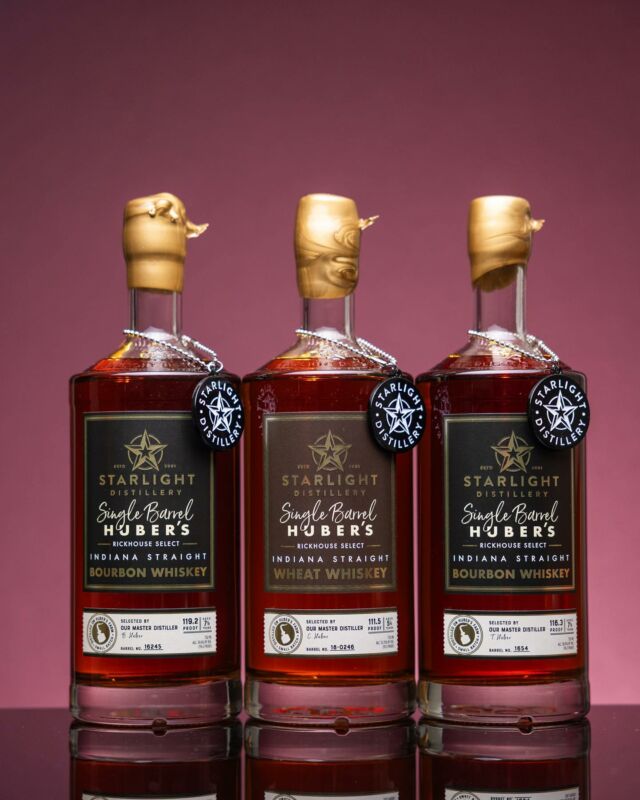 Did you think we were done with new releases for this Saturday? 
Rounding out our Family Reserve bottles are three wonderful expressions. Two 7.5 year bourbon whiskey single barrels and one 5.5 year wheat whiskey. These three bottles offer a wide variety in taste and are expected to sell quickly! Available while supplies last. 🥃
See you Saturday at 10am!
.
.
.
.
#bourbon #whiskey #singlebarrels #bourbonwhiskey #starlightdistillery