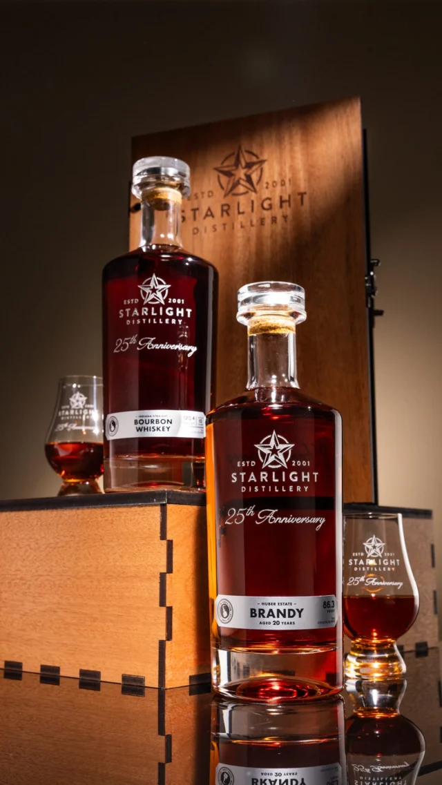 A milestone 25 years in the making.

In 2001, Starlight Distillery began with a simple vision: transform the fruit grown on the Huber family farm into world class spirits. With deep roots in winemaking, our earliest days were dedicated to crafting brandies and gin, laying the foundation for what Starlight would become. Then, in 2013, a change in Indiana legislation opened the door for grain-based distillation, allowing us to produce bourbon, rye, and other whiskeys that have since earned recognition around the world. 

Now, as we celebrate our 25th Anniversary, we’re honoring that journey with two extraordinary releases:

🥃 20 Year Aged Brandy 
A tribute to where it all began, showcasing two decades of patience and craftsmanship.

🥃 10 Year Single Barrel Bourbon
A celebration of how far we’ve come since our first bourbon barrels were laid down.

These rare, limited releases tell the story of our past while raising a glass to our future.

Available August 1 at 10:00 AM, exclusively at the distillery. We can’t wait to celebrate this milestone with you.

#starlightdistillery #brandy #bourbon #whiskey #indiana