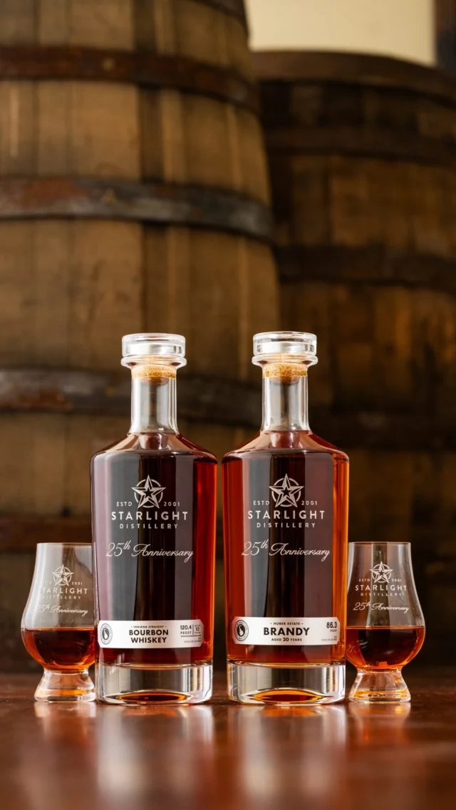 25 years. Two extraordinary releases.

To celebrate our 25th Anniversary, we’re honoring both where we began and how far we’ve come with a 20 Year Aged Brandy and a 10 Year Single Barrel Bourbon.

From our early days crafting brandy on the Huber family farm to producing award-winning bourbon after Indiana’s 2013 legislation opened the door to grain distillation, these bottles represent the journey that shaped Starlight Distillery.

Available August 1 at 10:00 AM, exclusively at the distillery. Quantities are extremely limited. We look forward to celebrating this milestone with you 🥃

#starlightdistillery #bourbon #brandy #farmtobottle #distillery